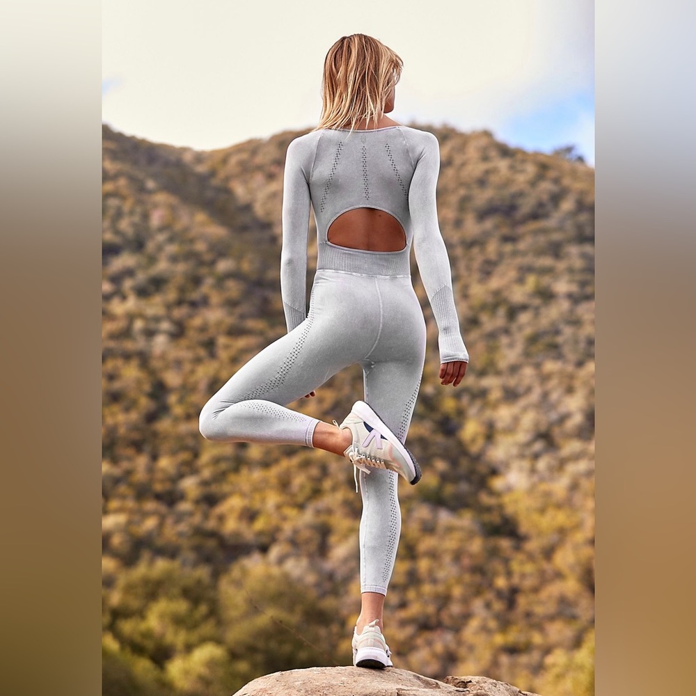 NEW Free People Good Karma Long Sleeve Onesie | ICE GREY - Picture 4 of 11